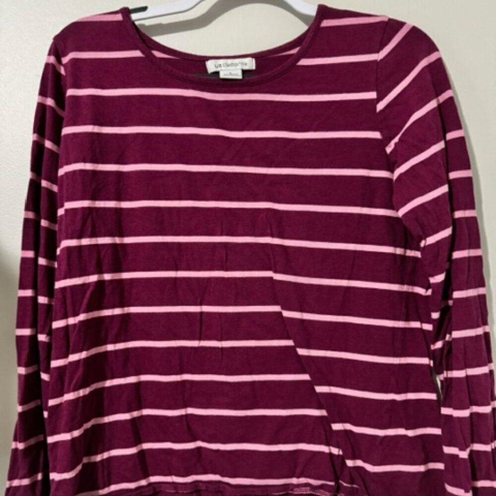 USED Woman's Liz Claborne Long Sleeve Shirt Color Red and Pink Size L